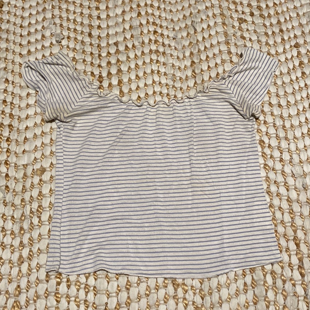 Frill neck off shoulder crop